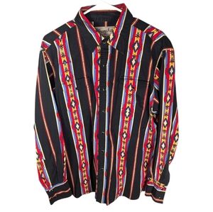 Vintage Wrancher by Wrangler Western cowboy Aztec striped button down shirt XL